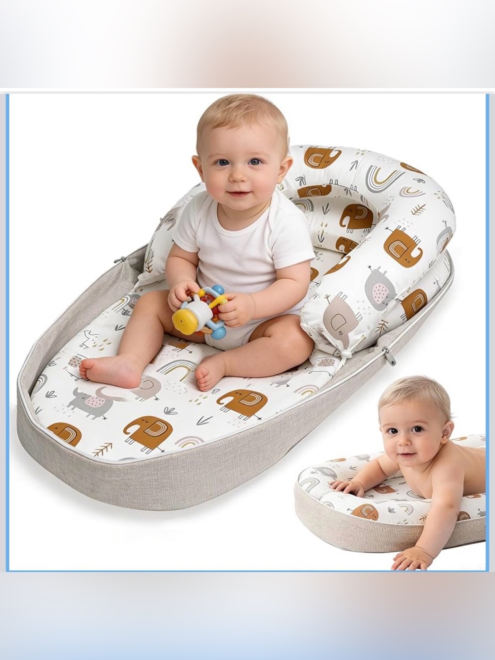 Tummy Time Mat, 2-in-1 Convertible Memory Foam Baby Play Mat, Washable, Foldable